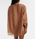 Saint Laurent Lace-trimmed tie-neck romper