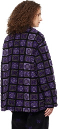 NEEDLES Purple & Black Papillon Plaid Pile Jacket