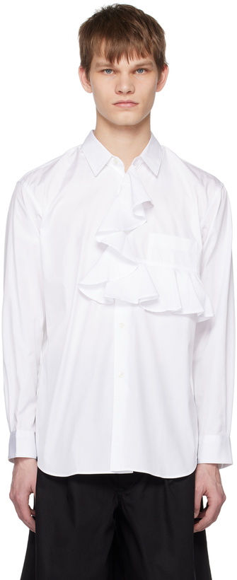 Photo: Comme des Garçons Shirt White Ruffled Shirt
