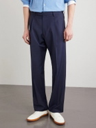 Boglioli - Straight-Leg Pleated Wool-Blend Trousers - Blue