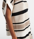 Brunello Cucinelli Open-knit striped cotton top