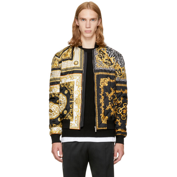 Photo: Versace Black and Gold Medusa Bomber Jacket