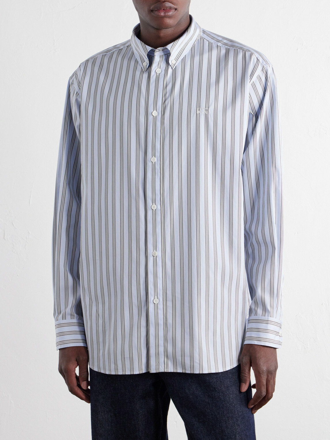 LOEWE - Striped Cotton-Poplin Shirt - Blue