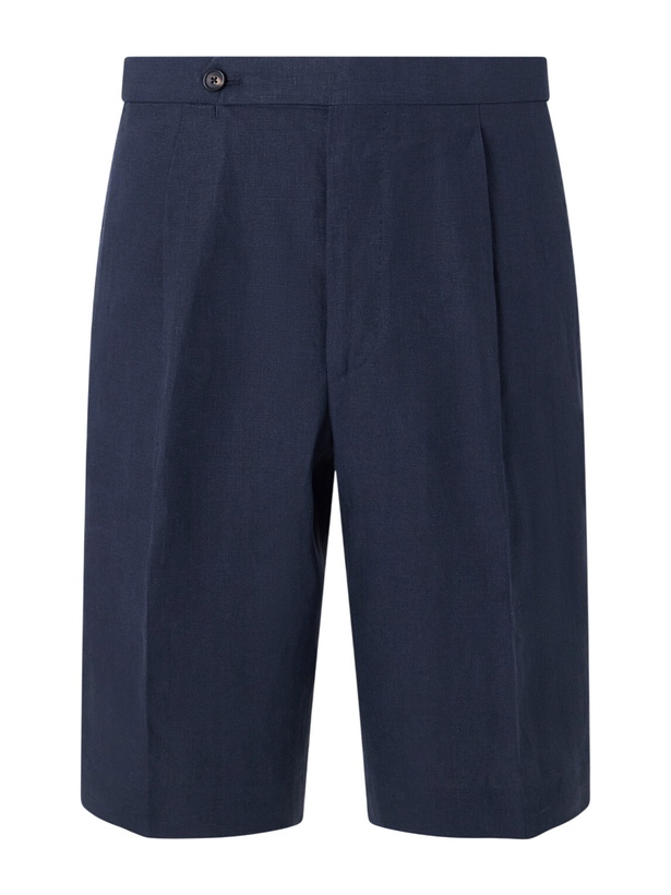 Photo: De Petrillo - Straight-Leg Linen Shorts - Blue