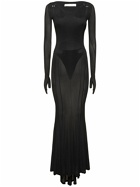 DION LEE - Gloved Sheer Jersey Long Cutout Dress