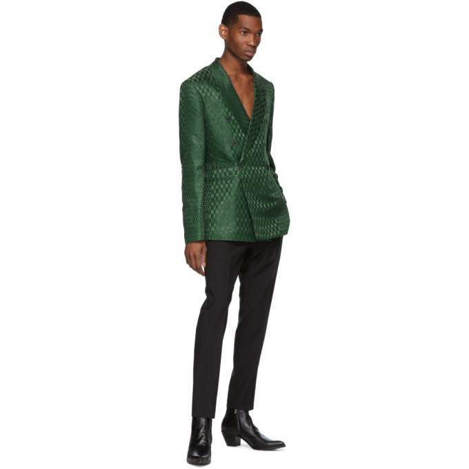 Haider Ackermann Green Double-Breasted Blazer Haider Ackermann