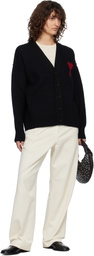 AMI Paris Black Wool Ami de Coeur Cardigan