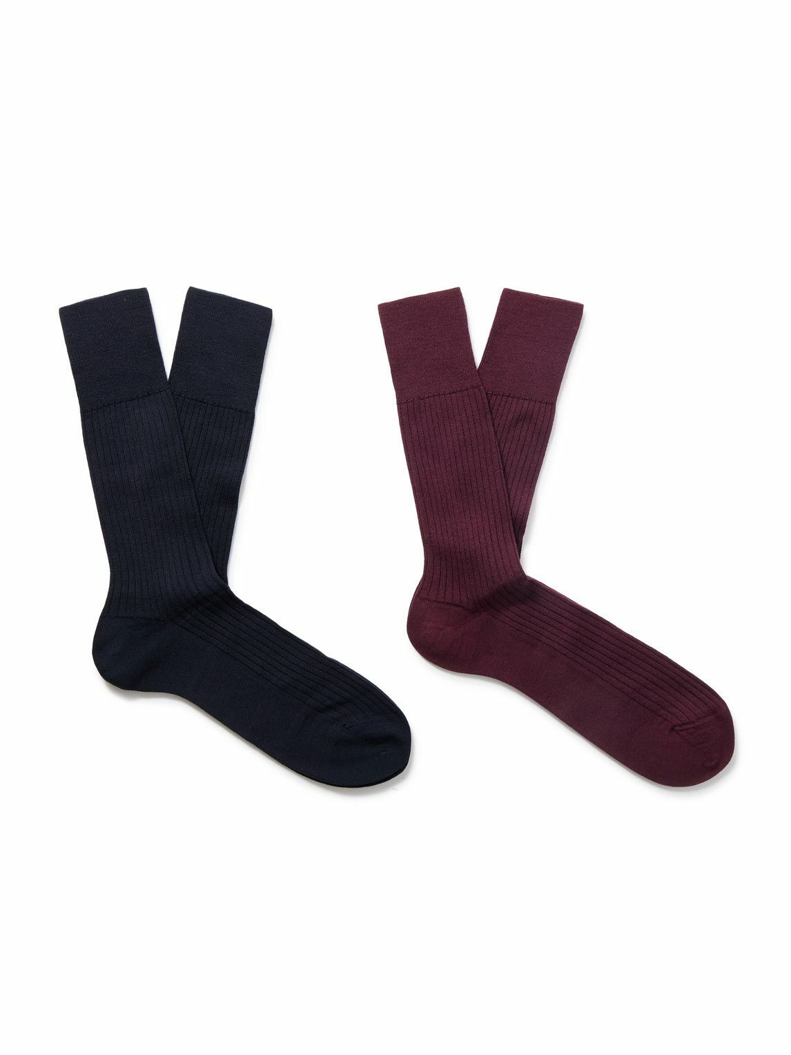 Falke - N7 Finest Two-Pack Ribbed Virgin Wool-Blend Socks - Blue