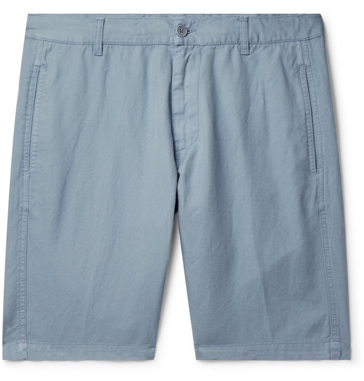 Photo: Aspesi - Cotton and Linen-Blend Shorts - Blue
