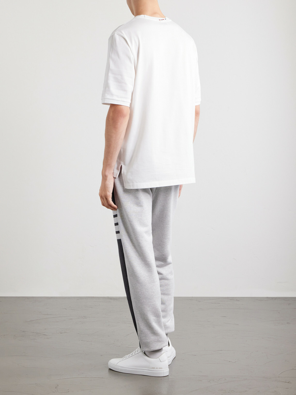 Thom Browne - Logo-Appliquéd Striped Cotton-Jersey T-Shirt - White