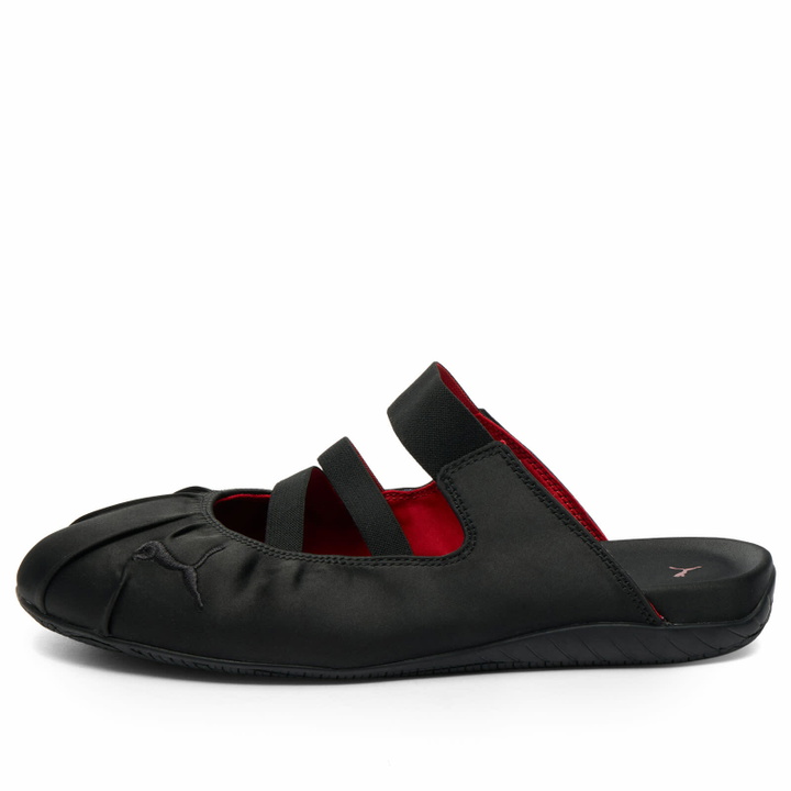 Photo: Puma Women's Speedcat Satin Mule Sneaker in Black/For All Time Red
