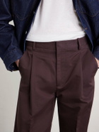 Altea - Orval Straight-Leg Cotton and Linen-Blend Gabardine Trousers - Brown