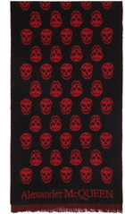 Alexander McQueen SSENSE Exclusive Reversible Red & Black Skull Scarf