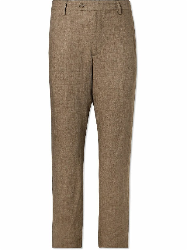 Photo: Frescobol Carioca - Affonso Tapered Linen Suit Trousers - Brown