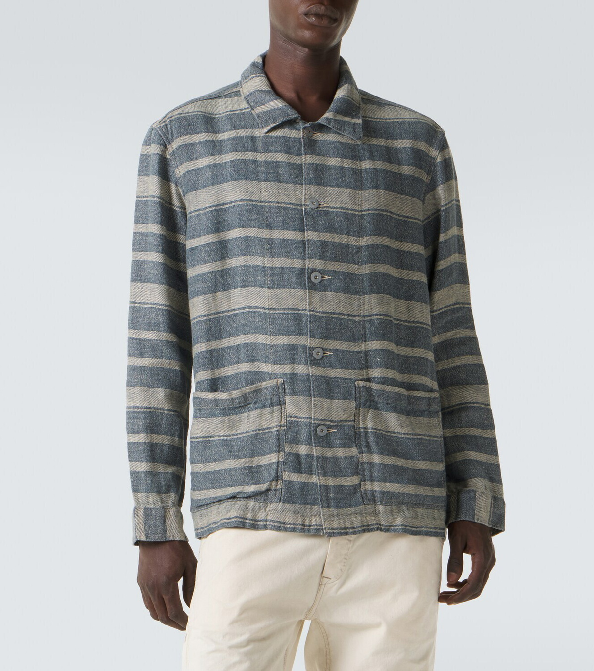 RRL Striped linen overshirt