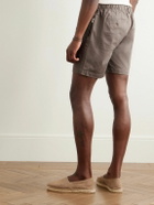 Onia - Slim-Fit Straight-Leg Pleated Garment-Dyed Stretch-Cotton Drawstring Shorts - Brown