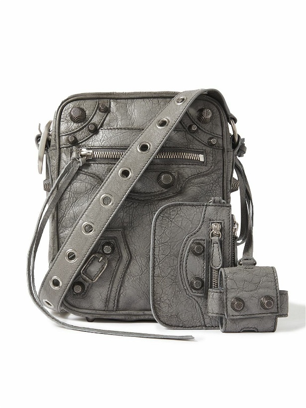 Photo: Balenciaga - Le Cagole Embellished Textured-Leather Messenger Bag