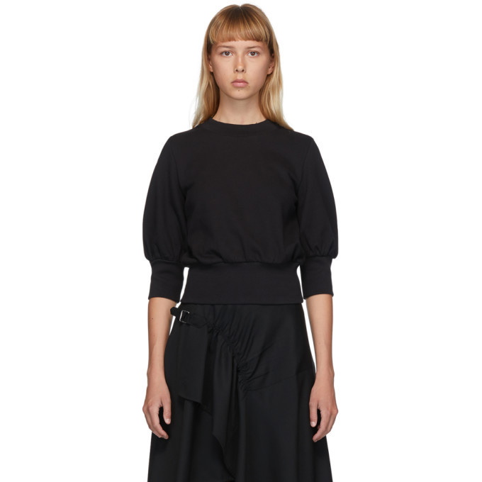 3.1 Phillip Lim Marled Lurex Crossover Cut Out Pullover in Black Midnight