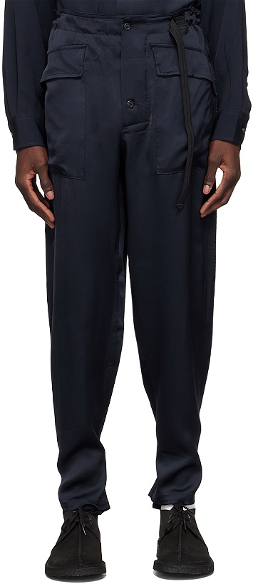 Photo: 4SDESIGNS Navy Viscose Trousers