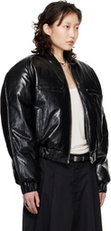 LU'U DAN Black Riot Faux-Leather Bomber Jacket