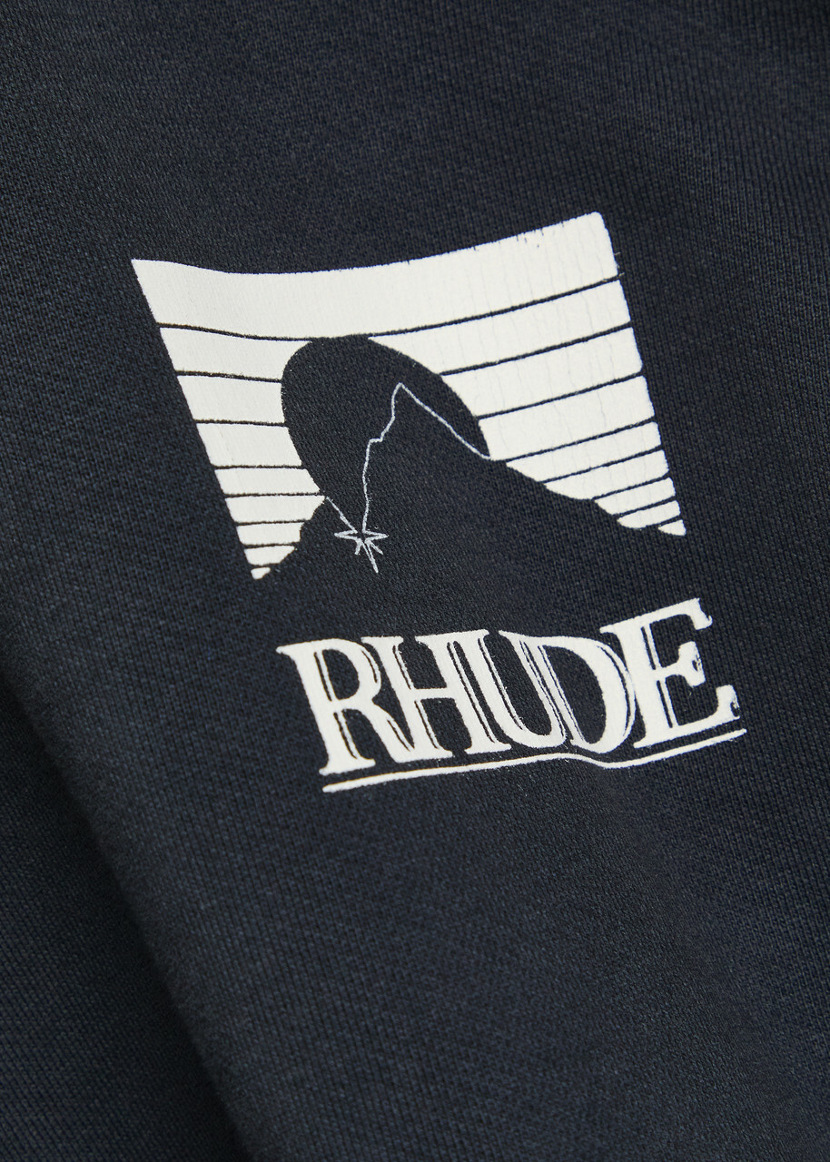 Rhude Moonlight Pack Printed Hooded Cotton Sweatshirt Black And White