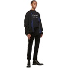 Haider Ackermann SSENSE Exclusive Black and Blue Embroidered Bomber Jacket