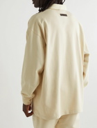 FEAR OF GOD ESSENTIALS - Oversized Logo-Flocked Cotton-Jersey Polo Shirt - Neutrals