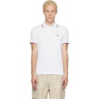 Moncler White Tricolor-Trimmed Cotton Piquet Polo