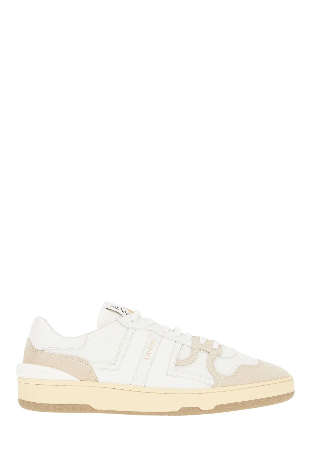 Lanvin Two-tone Leather And Fabric Clay Sneakers