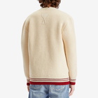 AMI Paris Men's Ribbed College Cardigan in White Cream