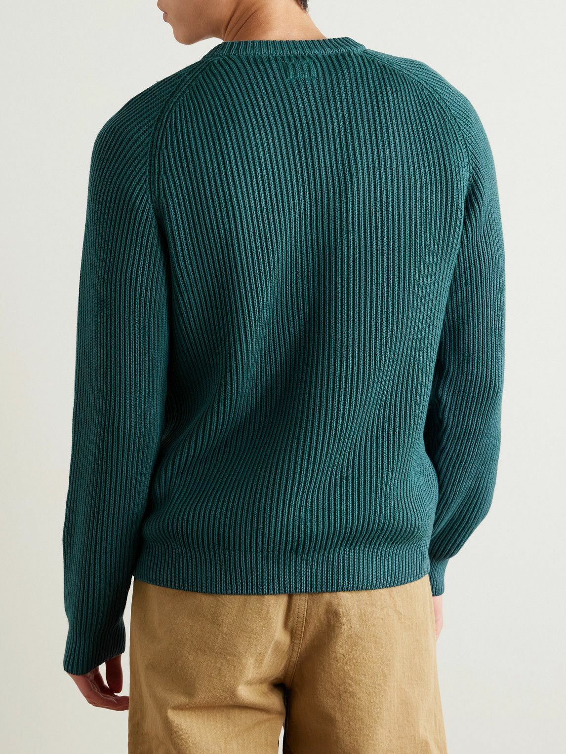 Noah - Shaker Ribbed Organic Cotton Sweater - Green
