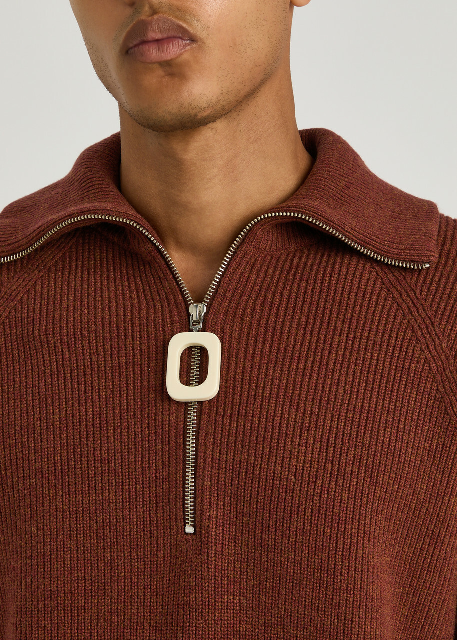 JW Anderson Half-zip Ribbed-knit Jumper Rust JW Anderson