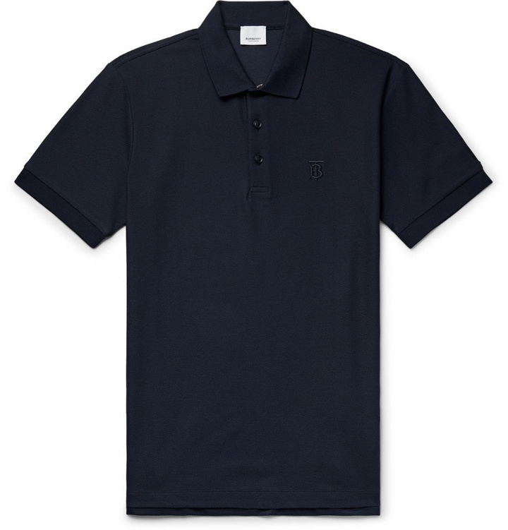 Photo: Burberry - Logo-Embroidered Cotton-Piqué Polo Shirt - Navy