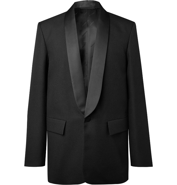 Photo: Balenciaga - Shawl-Collar Satin-Trimmed Wool-Twill Tuxedo Jacket - Black