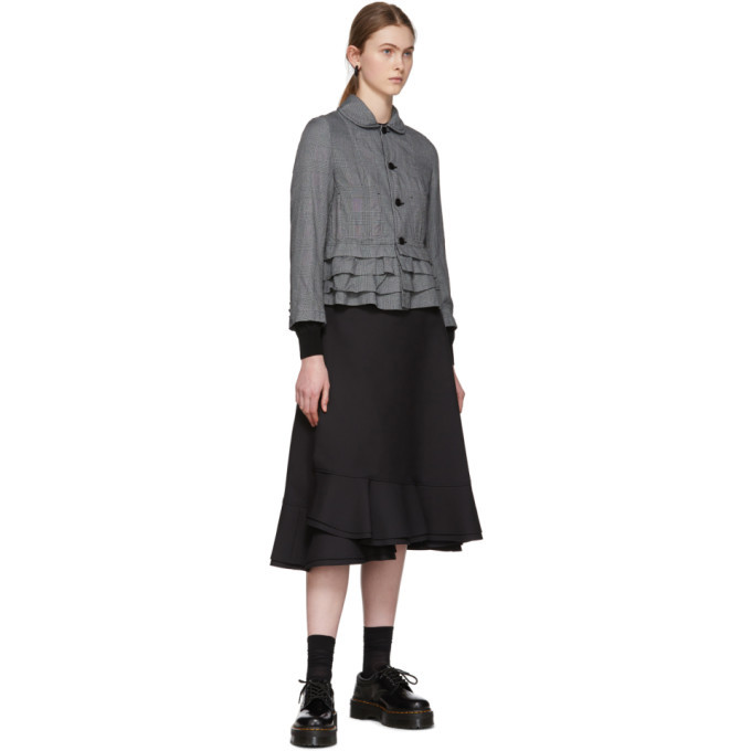 Tricot Comme des Garcons Black and Grey Linen Check Jacket