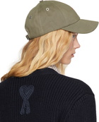 AMI Paris Gray Cotton Ami de Coeur Embroidery Cap