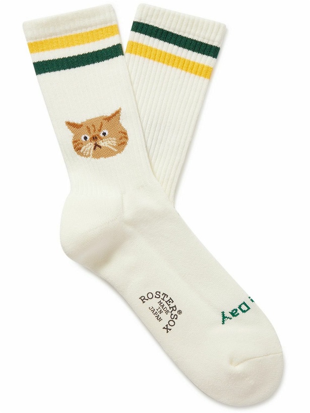 Photo: Rostersox - Cat Intarsia Ribbed Cotton-Blend Socks