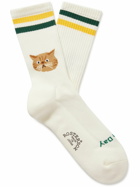 Rostersox - Cat Intarsia Ribbed Cotton-Blend Socks