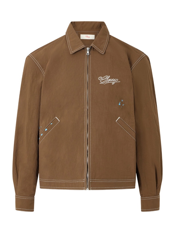 Photo: Cherry Los Angeles - Logo-Embroidered Paint-Splattered Shell Jacket - Brown