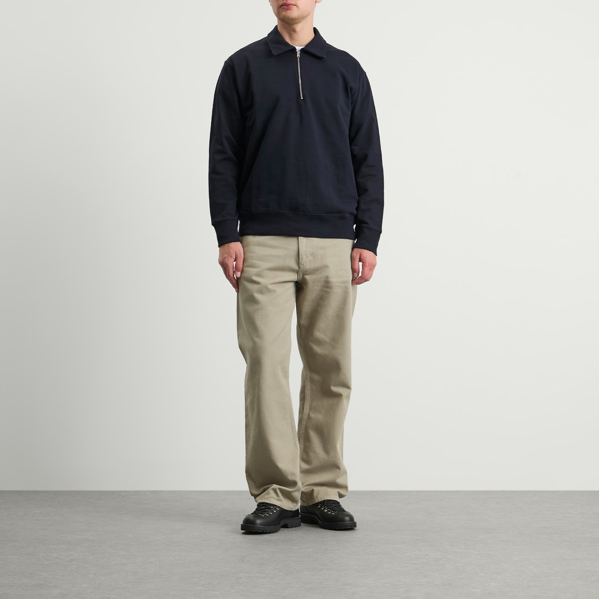 Norse Projects Men's Norse Standard Half Zip Sweatshirt in Dark Navy
