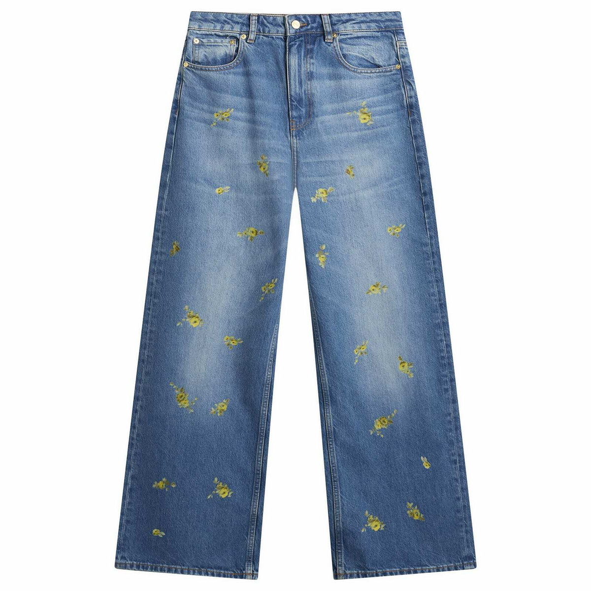 GANNI Women's Printed Flower Lari Jeans in Light Blue Vintage