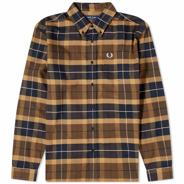 Photo: Fred Perry Men's Brushed Tartan Shirt in Burnt Tobacco