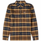 Fred Perry Men's Brushed Tartan Shirt in Burnt Tobacco