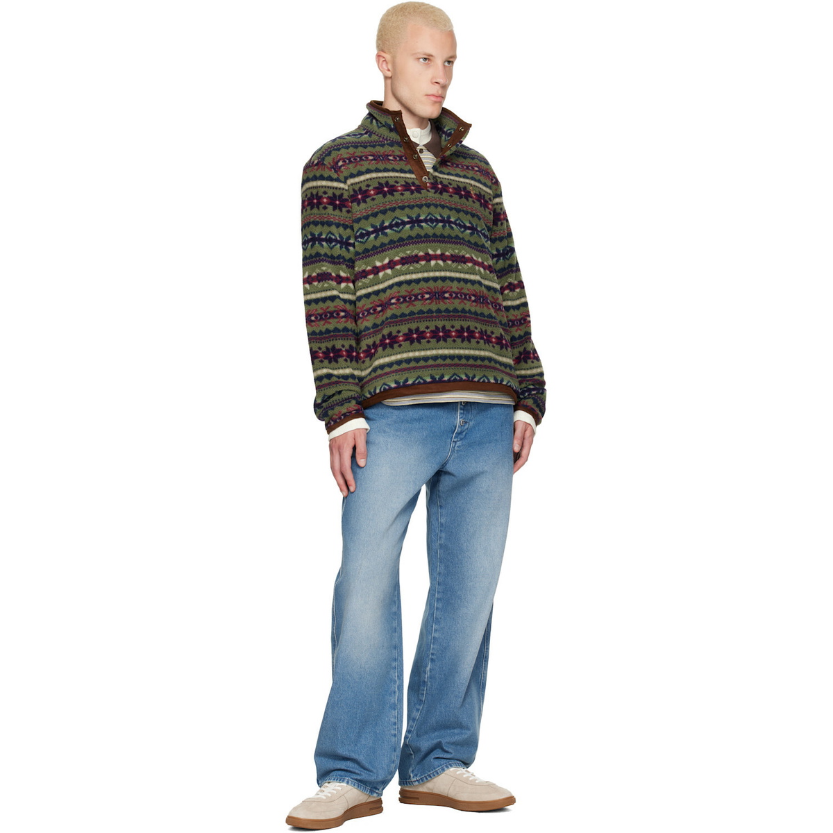 Polo Ralph Lauren Green Patterned Fleece Sweater