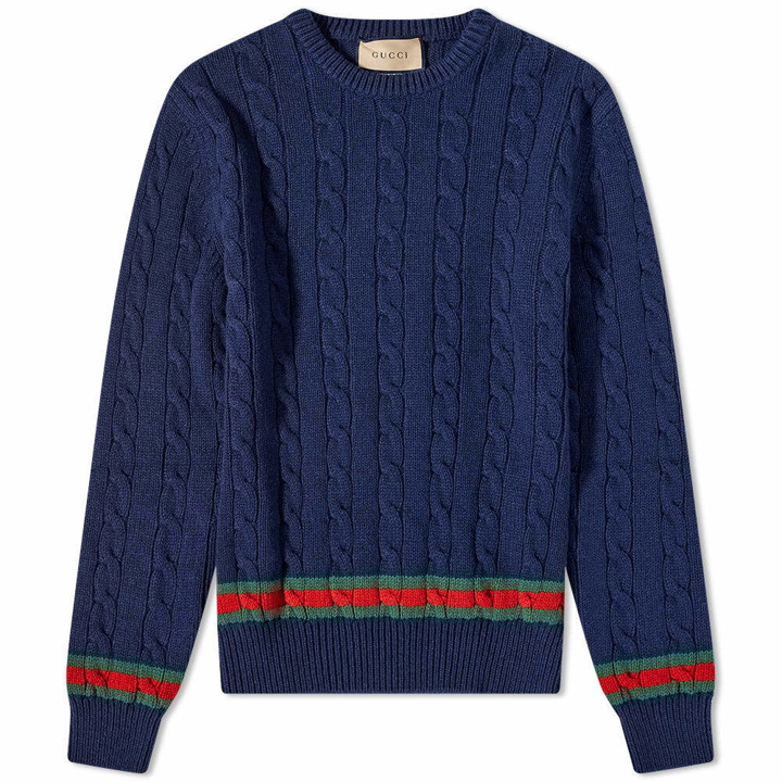 Photo: Gucci Men's GRG Detail Cable Knit in Navy