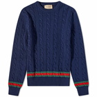 Gucci Men's GRG Detail Cable Knit in Navy