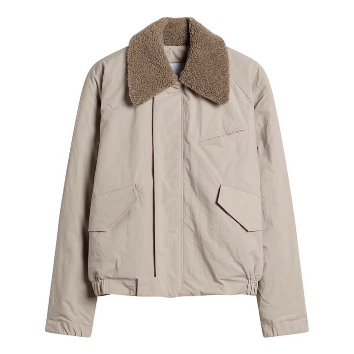 Photo: Sage Nation Men's Toya Bomber Jacket in Light Grey