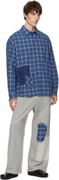 We11done Blue Repaired Checked Shirt