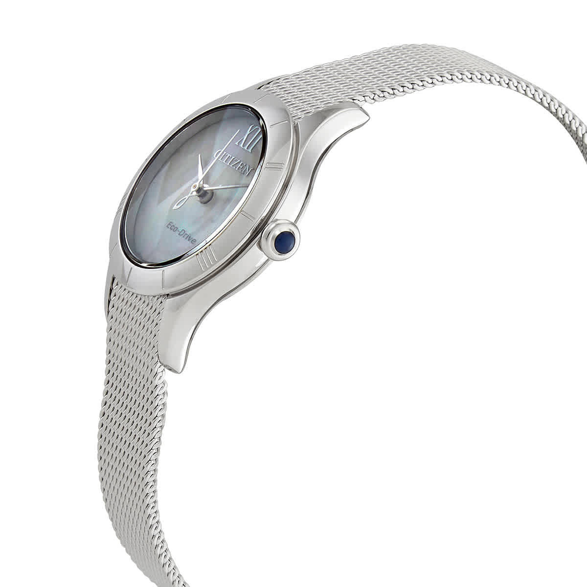Citizen White Mother of Pearl Dial Stainless Steel Mesh Ladies Watch EM0780-83D