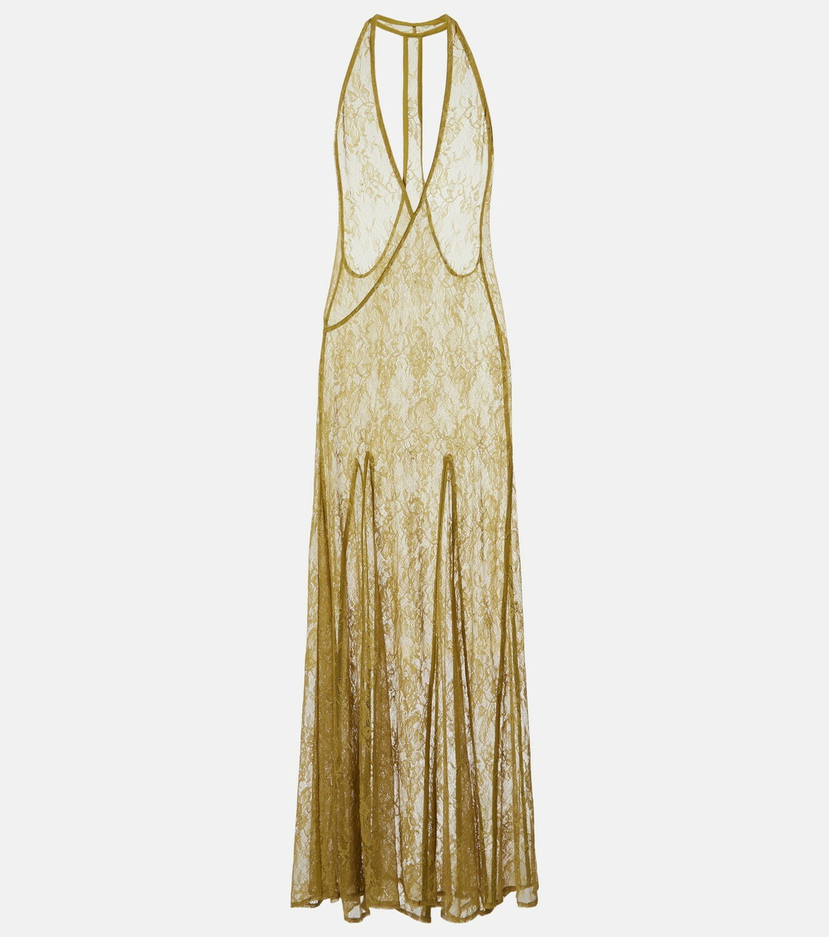 Adriana Degreas Sheer open-back lace maxi dress